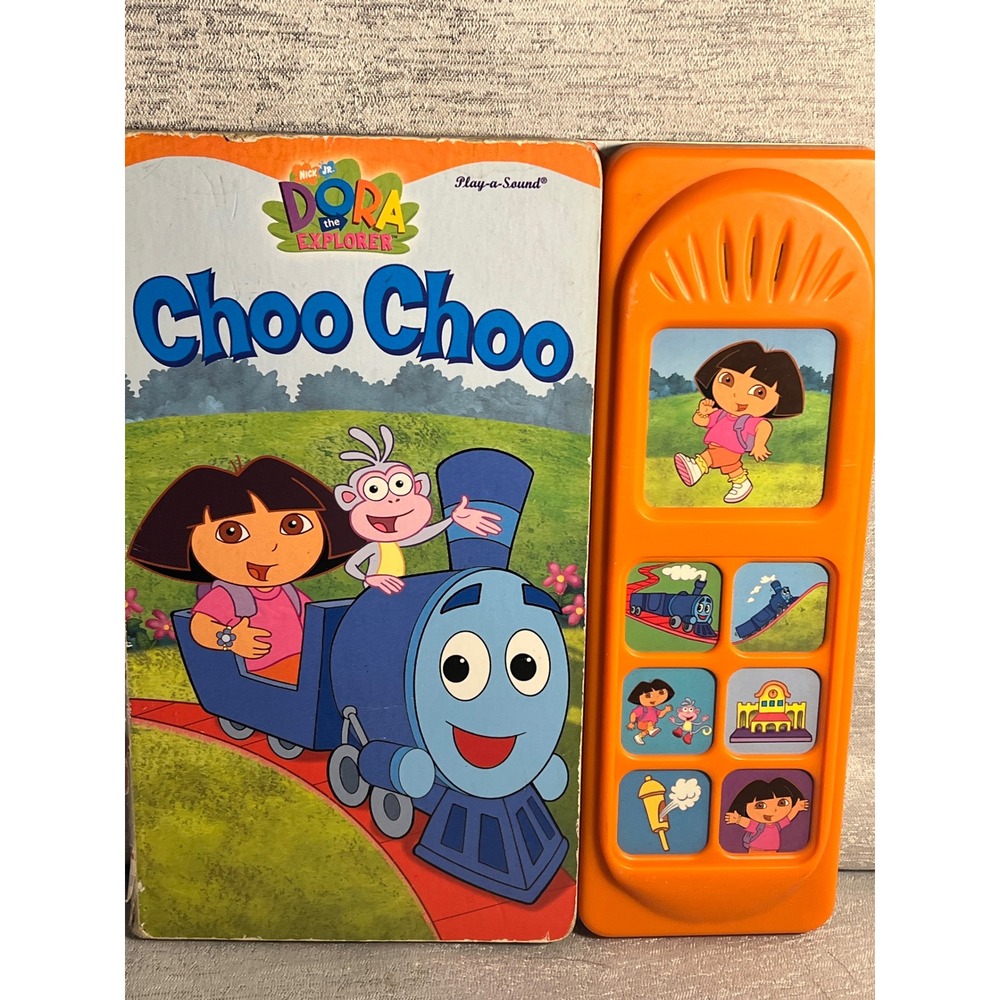 Dora the Explorer Choo Choo Play-a-Sound Book Nick Jr Azul Blue Train 2003 kids